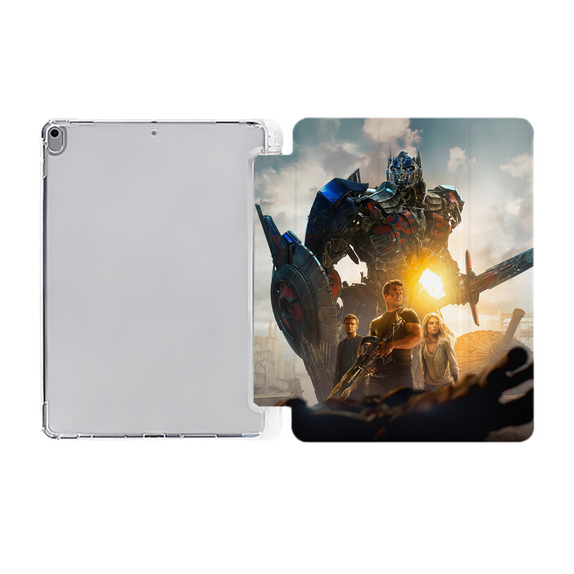 （画像用） Transformers トランスフォーマー IPad ケース ペン収納付き 三つ折りスタンド PUレザー×シリコン 対応機種9.5/10.5/10.9インチ